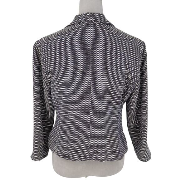 Cynthia Rowley Jacket Womens Large Navy Blue White Cotton Lined Blazer Career - Picture 2 of 14